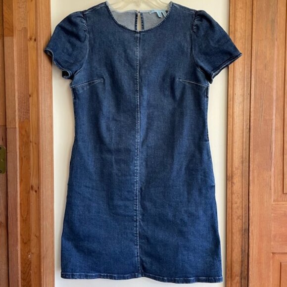 DRAPER JAMES Denim Puff Sleeve Sheath Shift Dress 10 - Picture 4 of 17